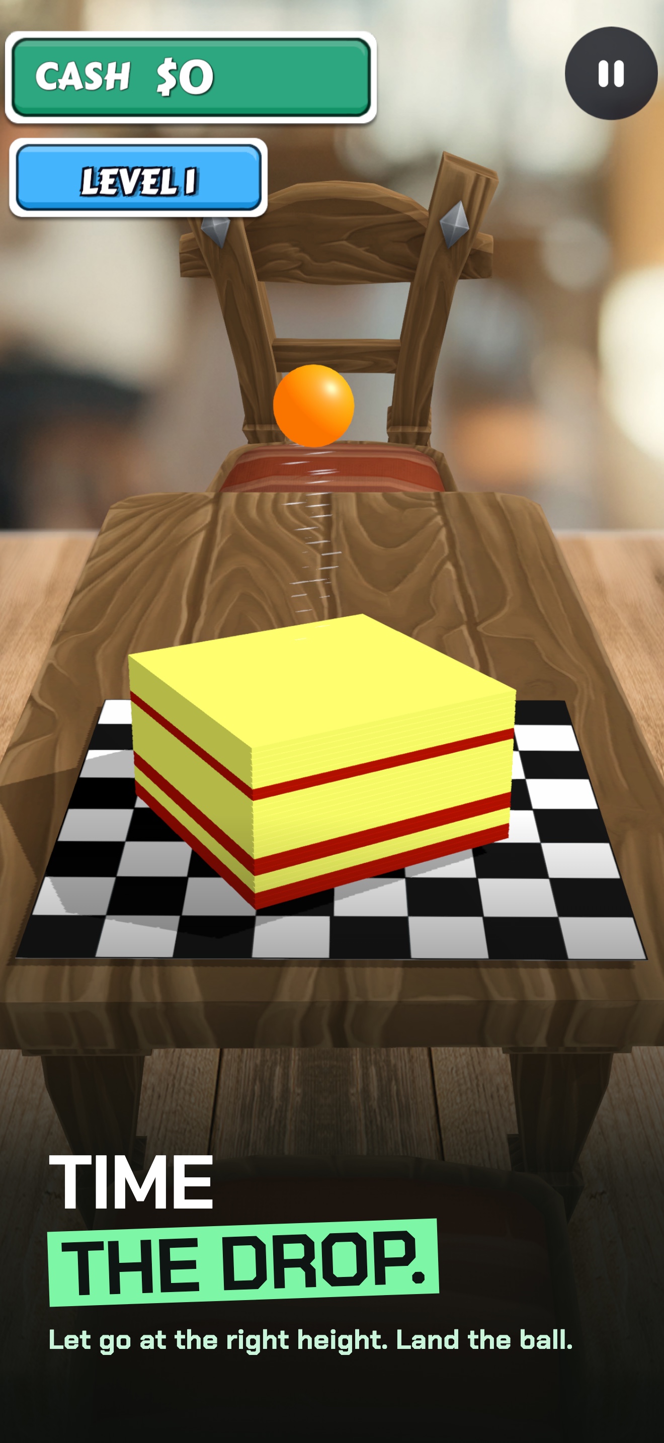 Sliceball screenshot with caption: time the drop