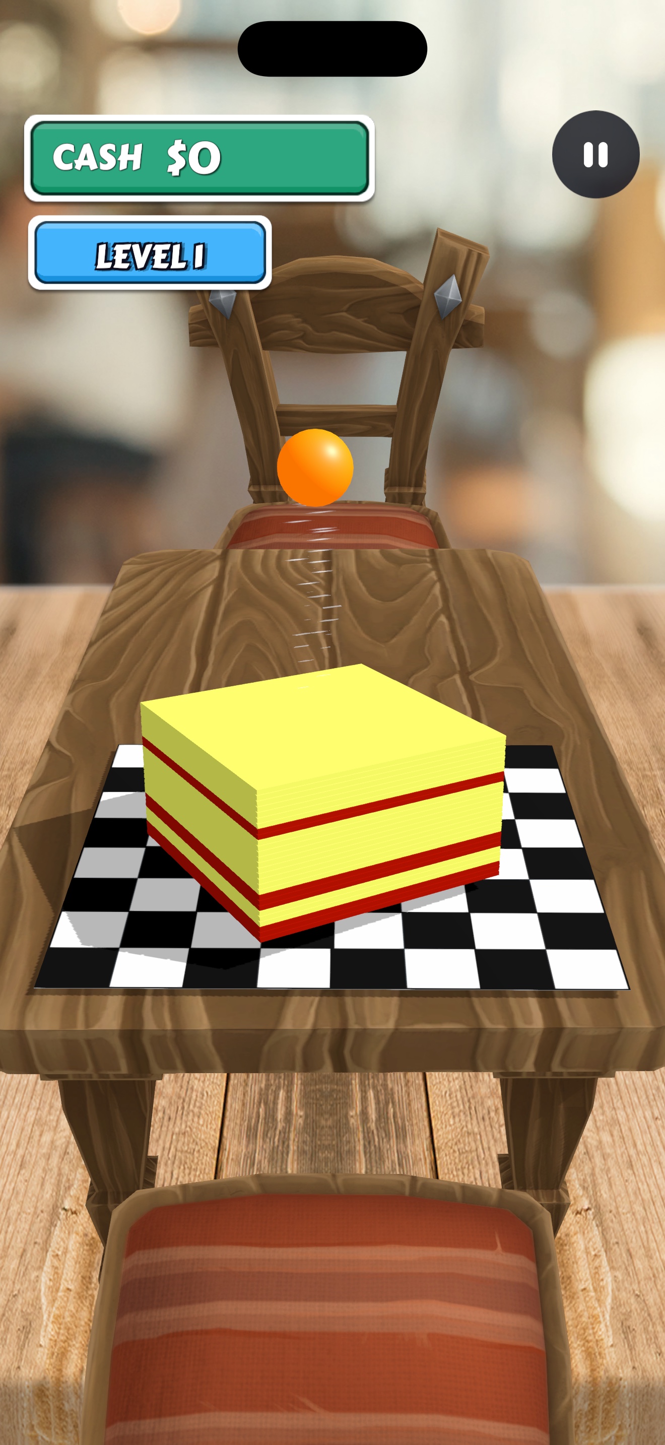 Sliceball gameplay, no caption: level one