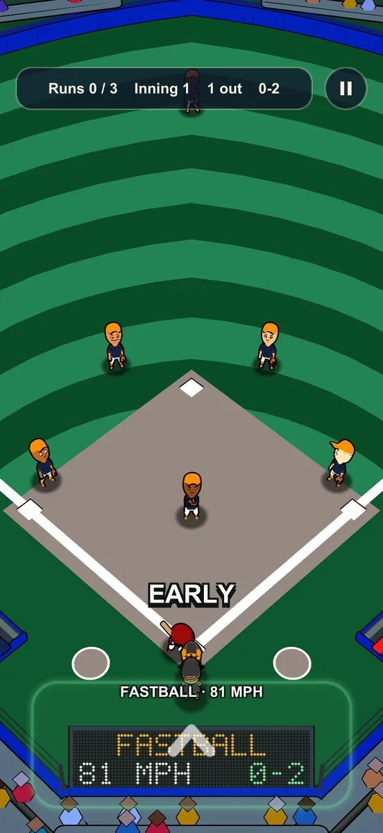 Thumb Slugger: a Fastball at 81 mph, with Early on screen after the swing.